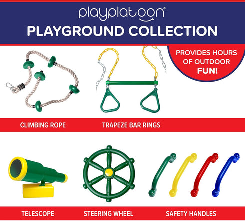 Play Platoon Playground Safety Handles, 2 Pack Green Grab Handle Bars for Outdoor Jungle Gym