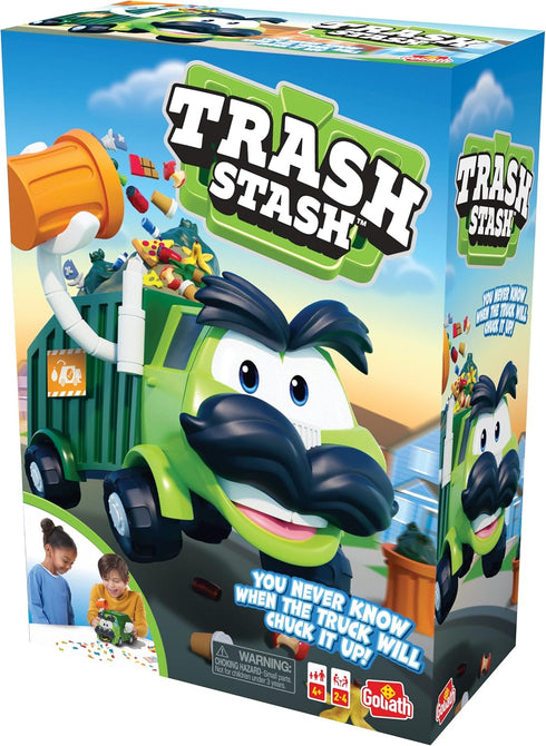 Goliath Trash Stash Game - Fill Trashcan and Watch It Dump Into Garbage Truck, Ages 4 and Up, 2-4 Players
