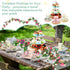 121 Set 9 oz 3 Pcs Floral Tea Party Dinnerware Include Paper Cups and Saucers, Napkins, Tier Cake Stand, Serving