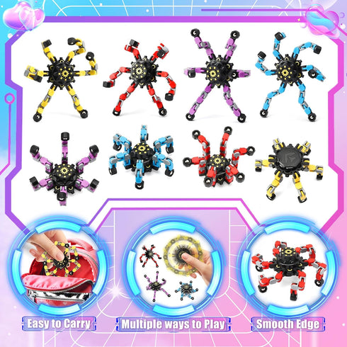 24 Pack ShyLizard Valentine's Day Cards for Kids with Fidget Spinners, Valentines Day Gifts for Kids, Deformable Robot
