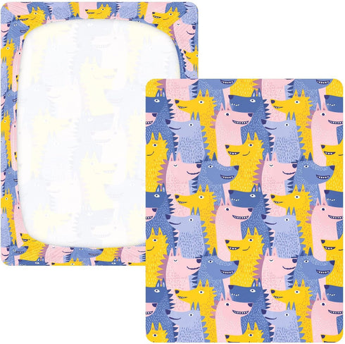 miaozhen 1 Pack 52x28 Cotton Baby Crib Sheets Soft Comfy Funny Nile Wolf Colorful Toddler Mattress Sheet for Nursery de