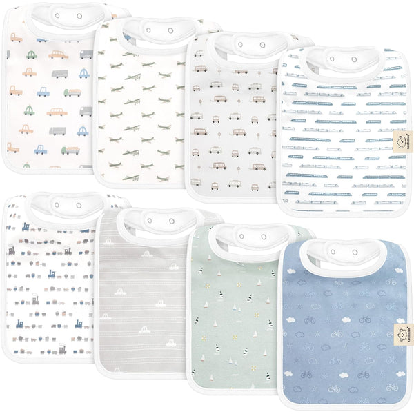 KeaBabies 8-Pack Organic Baby Bibs for Boys, Girls - Super Absorbent Cotton