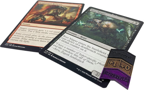 Citadel Black MTG Keyword Counters Set of 24 Metal Tokens with Velvet Drawstring Pouch, Antique Finish