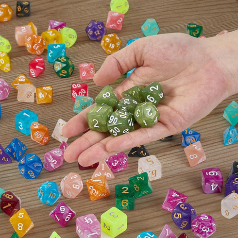 DND Dice Set, 20x7 (140 Pieces): Polyhedral Dice with Large Drawstring Bag for Dungeons and Dragons RPG