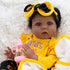 Lifelike Reborn Baby Dolls Black Girl - Realistic Newborn Dolls with Soft Poseable Body, Teddy Toy, Sunflower Clothes,