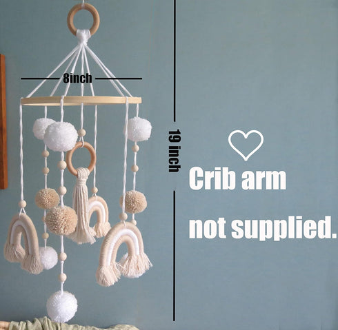 Bohemian Rainbow Baby Mobile for Crib - Neutral Nursery Decor
