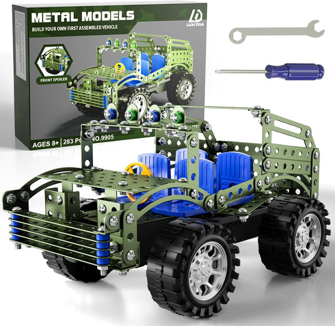 Lucky Doug Building Toys Model Truck Set - STEM Project for Kids