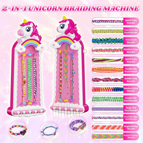 Tqeieu 4-6 6-8 8-12,2-in-1 Toy,4 5 6 7 8 9 10 11 12 Unicorn Toys for Girls Age Friendship Bracelet Making Kit