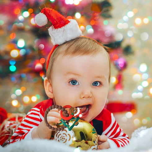 Christmas Baby Silicone Teether Christmas Tree and Bear Teething Ring Christmas Teething Toys Toddler Teething Chew