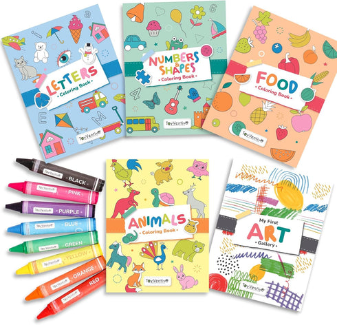 1+,2,3,4 TOYVENTIVE Toddler Coloring Books & Crayons, Toys & Birthday Gifts for Years Old Boys, Toddlers & Preschoolers