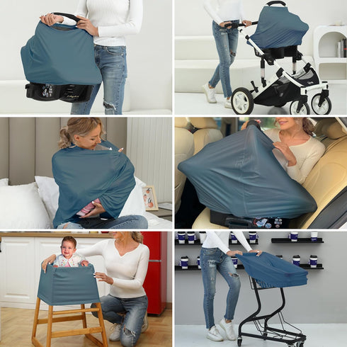 Meetjoy Breathable Car Seat Cover for Babies Multi-Purpose Soft Rayon Nursing Cover for Breastfeeding, High Stretchy