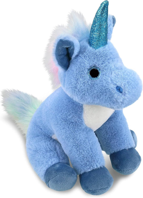 DolliBu Plush Blue Unicorn Stuffed Animal - Soft Huggable Toy, Adorable Playtime Gift for Kids and Adults, 9 Inches