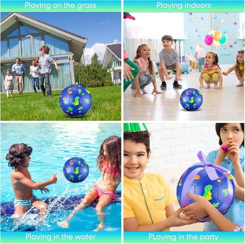 Soccer Ball for Boys Girls 4 to 6, Dinosaur Size 3 Small Cute Soccer Toy for Outdoor Indoor Game with Pump (Blue