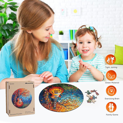 Wooden Puzzle for Adults, Guitar Wooden Jigsaw Puzzle (200pcs, 11.2 * 11.2in) - Beautiful Gift for Family