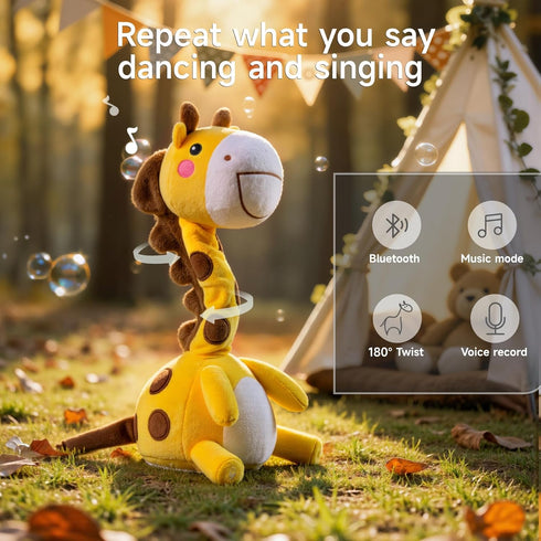 TUMAMA Dancing Talking Giraffe Toys, Mimicking Twisting Electronic Soft Plush Giraffe Toy with Record & Repeating What