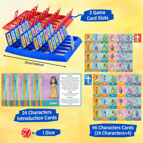 Quilinz 2 24 Bible Character Mystery Game, Who I Am Board Games for Kids, Players Logic Deduction Christian Games