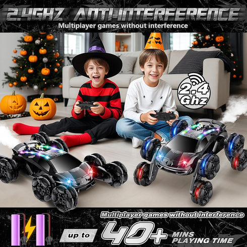 8WD Car,2.4GHz 5-7 OSIMILY Remote Control Gesture Sensing RC Stunt Car,Cool Spray Rotation RC Car with Lights
