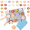 28pcs Wooden Cookie Maker Toy Kitchen Accessories, Kids Play Kitchen Cutting and