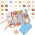 28pcs Wooden Cookie Maker Toy Kitchen Accessories, Kids Play Kitchen Cutting and