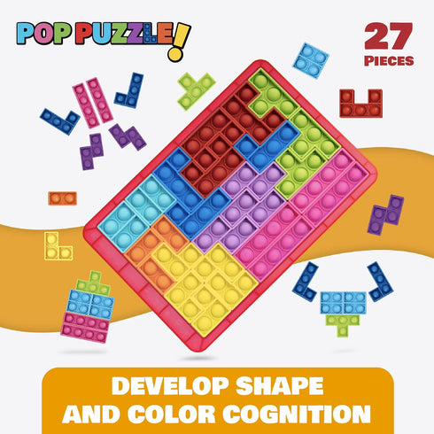 27pc Power Your Fun Pop Puzzle Popper Fidget Game - Jigsaw Puzzle Game Pop Push It Bubble Sensory Fidget Toys