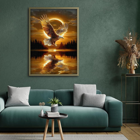 pazzocenter 1000 Sunset Solar Eagle Puzzles for Adults Pieces, Nature Forest Scenery Puzzles, Bald Eagle Bird Jigsaw