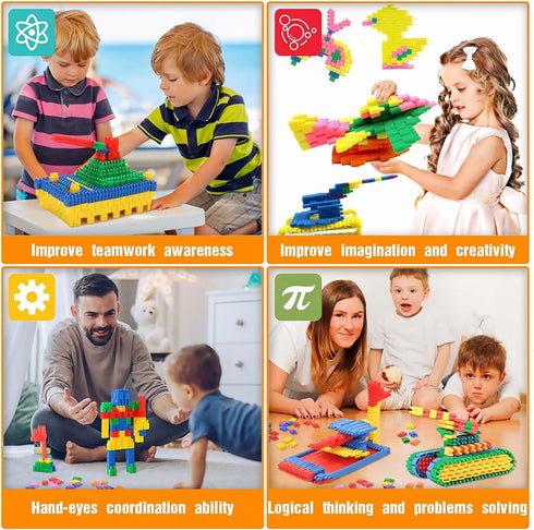Kids 600pcs Set Building Blocks Construction Toy, Learning Playset STEM Educational Kit for Preschool Kindergarten