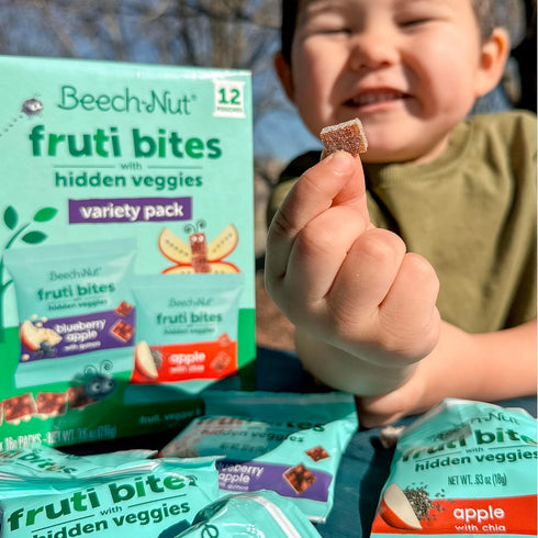 Pack 6 (72 Packs) Beech-Nut Toddler Snacks Fruti Bites with Hidden Veggies Quinoa & Chia, Fruit Snack Variety