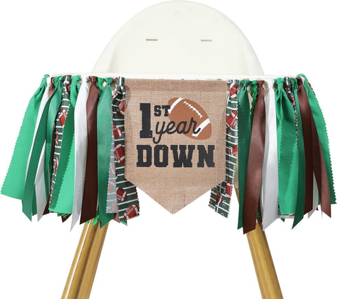 TUTOTU Football 1st Year Down Birthday High Chair Banner - Football First Birthday