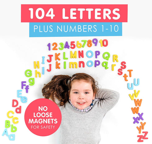 Curious Columbus Magnetic Letters and Numbers for Toddlers, Foam Alphabet Fridge Magnets for Kid Learning