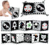 Black and White High Contrast Soft Book for Babies 0-12 Months - Early Education Infant Tummy Time Sensory Toys
