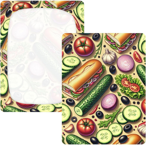 CZXW 52" 28" Vegetables and Sandwiches Crib Sheets Fitted x Natural Cotton Soft & Breathable for Baby Crib Mattress