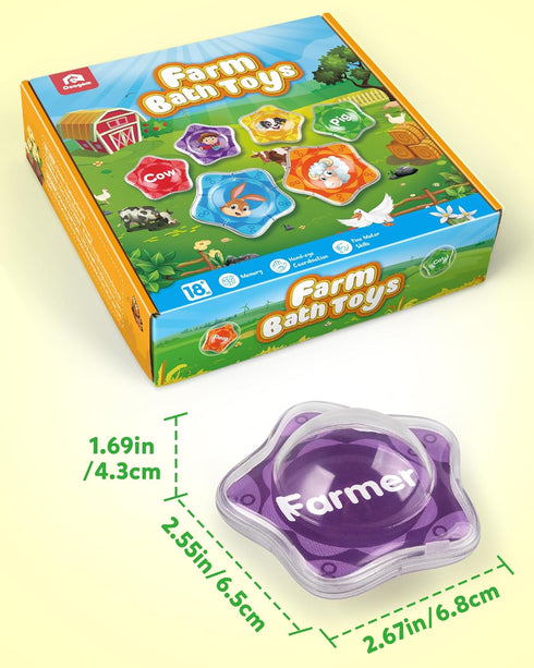 Coogam Floating Bath Toy for Toddlers, 12pcs Farm Animal Bathtub Toy Set for Preschool Learning Activities