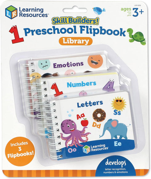 Learning Resources Skill Builders! Preschool Flipbooks - 3 Pieces, Ages 3+, ABC and Numbers for Toddlers