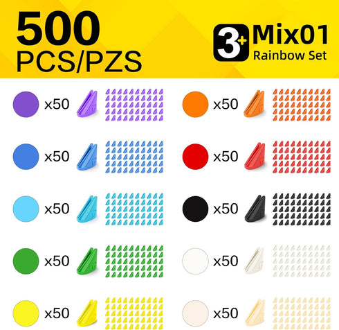 500 Pieces Soft Building Blocks Kids Rainbow Mix, Educational STEM Toys for Preschool Boys and Girls Aged 6+