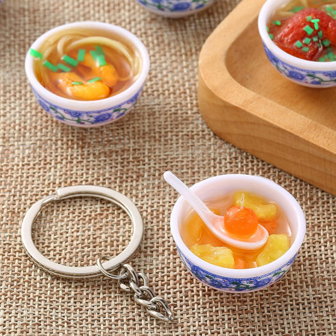10 Pieces Mini Toy Food Miniatures Chinese Play Food Blue and White Pottery Sweet Soup Syrup Noodle Bowls for Kitchen