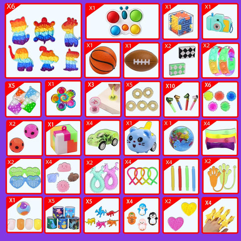 BILLFULL 1000 Pcs Party Favors for Kids, Fidget Toys Bulk, Birthday Gift Toys, Fidgets Stocking Stuffers, Treasure Box