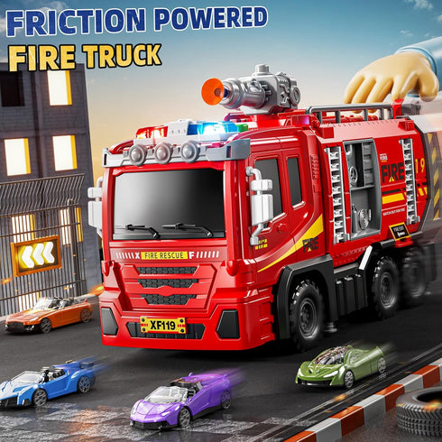 1-3, 1-3 3-5, 6 3-9 Fire Trucks for Toddlers Firetruck Toys for Toddlers Folded Carrier Truck Race Track with Racing