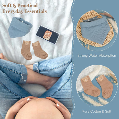 StoFurry 9PCS Set Baby Boy Gift Basket | Baby Boy Gifts for Baby Shower | Newborn Essential with Teddy Bear Outfit