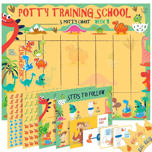 ATHENA FUTURES Potty Training Chart for Toddlers - Dinosaur Design Sticker Chart with Certificate and Instruction