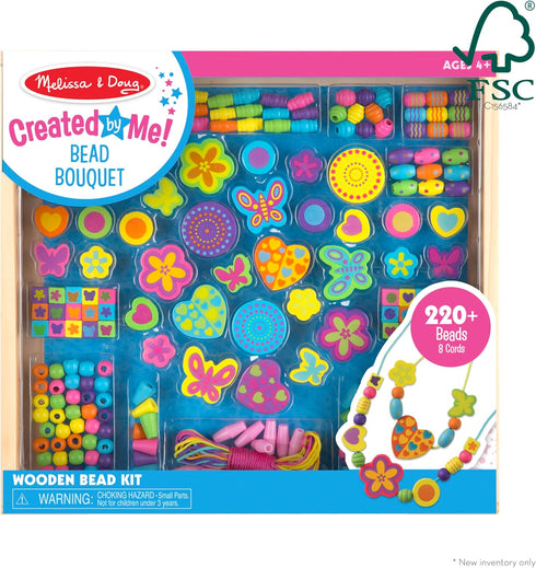 Melissa & Doug Created by Me! Bead Bouquet Deluxe Wooden Bead Set with 220+ Beads for Jewelry-Making, Multicolor, 9½