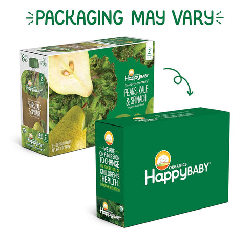 2 4 (Pack 16) Happy Baby Organics Stage Baby Food Pouches, Gluten Free, Vegan & Healthy Snack, Clearly Crafted Fruit
