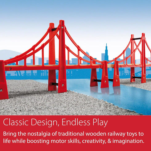 Sets 5-Piece Set 2 3 3 BRIO World Double Suspension Bridge - FSC-Certified Longest Wooden Train Track Bridge