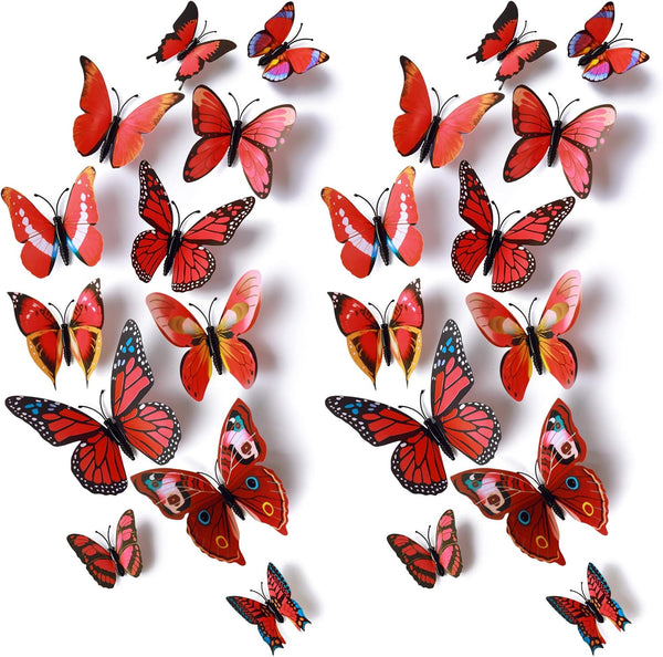 24pcs 3D Vivid Special Man-Made Lively Butterfly Art DIY Decor Wall Stickers for Nursery Decoration