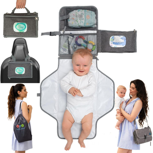 Portable Changing Pad - Waterproof Diaper Changing Mat - Foldable Diaper Changing Clutch Kit