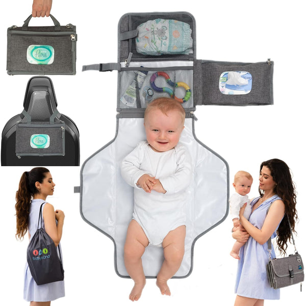 Portable Changing Pad - Waterproof Diaper Changing Mat - Foldable Diaper Changing Clutch Kit