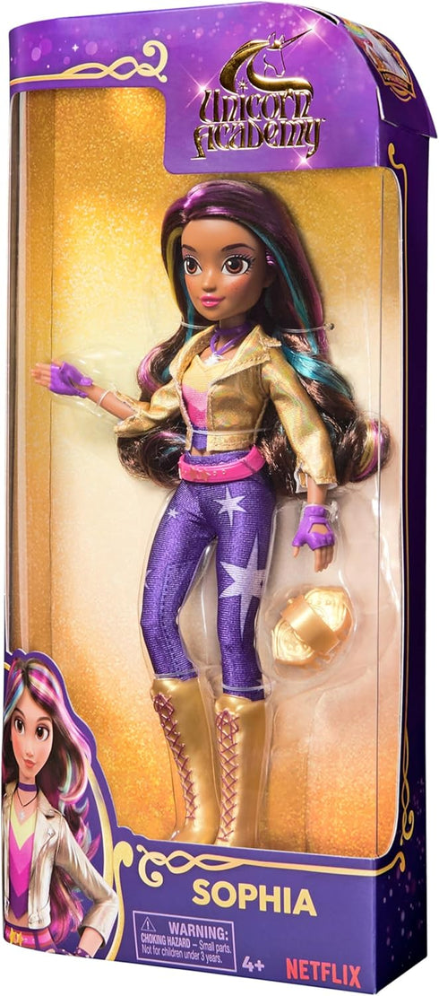 Unicorn Academy Sophia Doll - 9.5" with Rainbow-Streaked Hair, 6 Fashion Accessories & Styling Tool