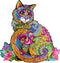 Wooden Jigsaw Puzzle - Cat Animal-Shaped Fantasy Puzzle, 208 Unique Pieces, Size King (17.7" x 16.9")