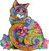 Wooden Jigsaw Puzzle - Cat Animal-Shaped Fantasy Puzzle, 208 Unique Pieces, Size King (17.7" x 16.9")