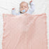 mimixiong Cotton Baby Blanket - Knitted Crochet Receiving Crib Swaddling Blankets for Newborn, Pastel Pink