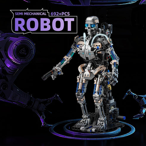 BRICK HAMBURG 692PCS Set3D Mechanical Skeleton Robot Building Block Poseable Model with LED Light, Movable Linkage